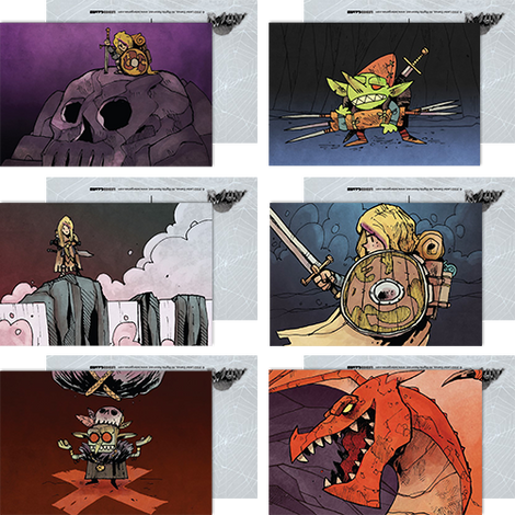 Photo of the six art pieces included in the postcard set