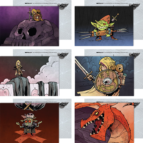 Photo of the six art pieces included in the postcard set