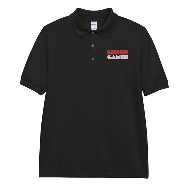 [STAFF] Leder Games Stacked Logo Black Polo