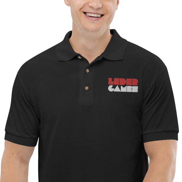 [STAFF] Leder Games Stacked Logo Black Polo