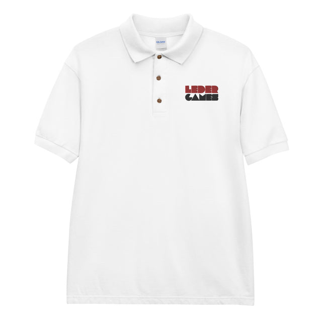 [STAFF] Leder Games Stacked Logo White Polo