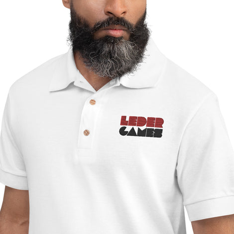 [STAFF] Leder Games Stacked Logo White Polo